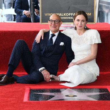 PHOTO: Honorees Stanley Tucci and Emily Blunt attend the Hollywood Walk of Fame Star Ceremony celebrating Emily Blunt and Stanley Tucci in Hollywood, California on April 30, 2026. 