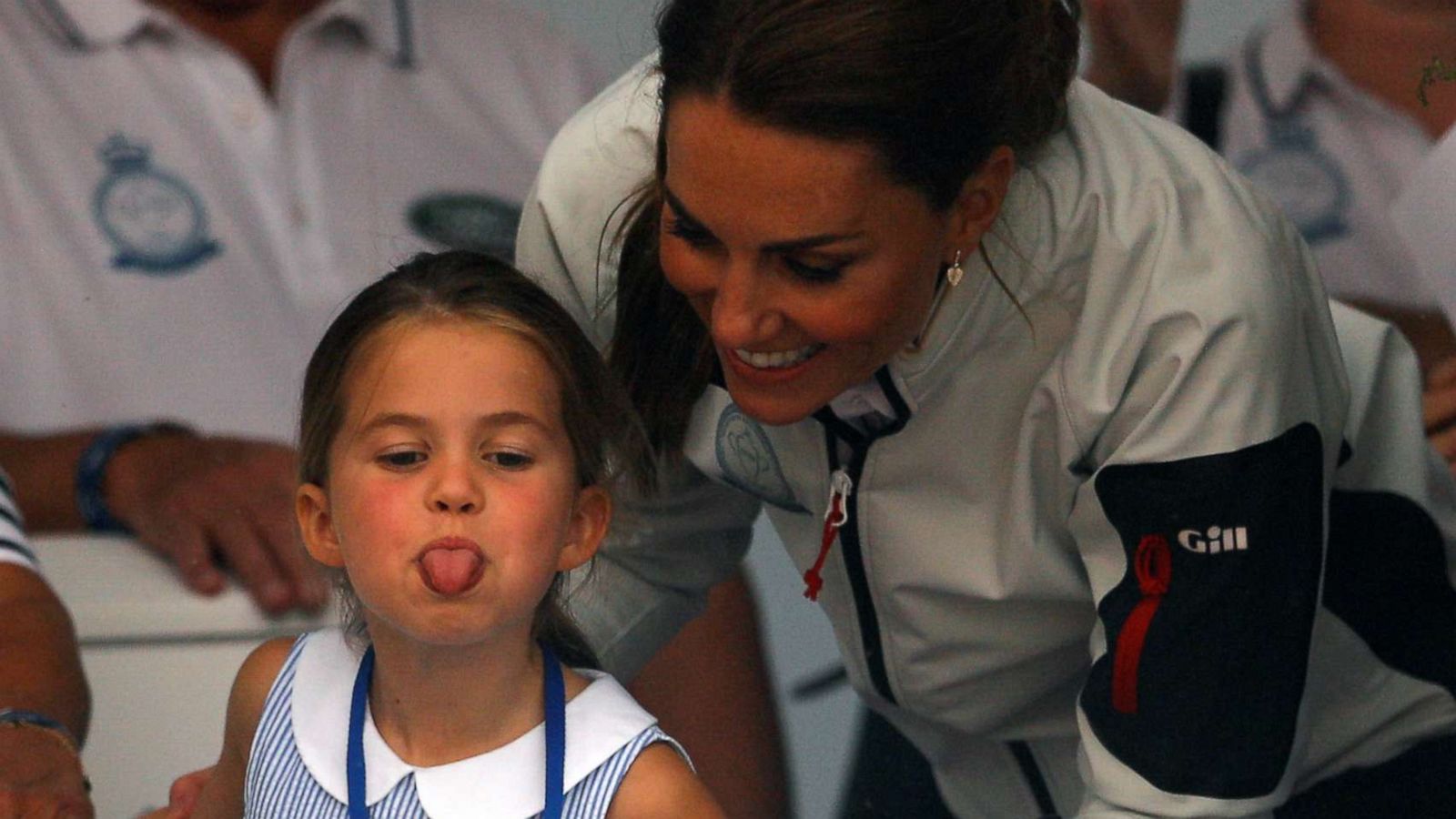 PHOTO: Britain's Princess Charlotte sticks her tongue out next to her mother, Catherine Duchess of Cambridge, before a presentation ceremony following the King's Cup Regatta in Isle of Wight, Britain, August 8, 2019.