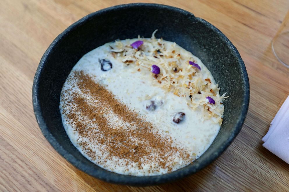 PHOTO: A bowl of homemade Peruvian rice pudding.