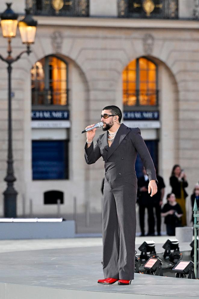 PHOTO: Bad Bunny performs during Vogue World: Paris at Place Vendome on June 23, 2024 in Paris, France. 