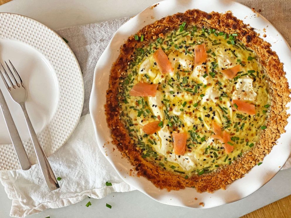 PHOTO: A matzo pie crust quiche for Passover.