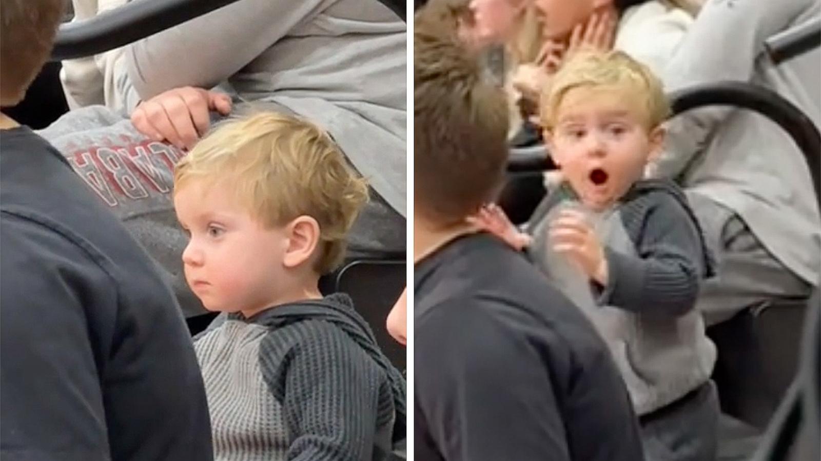 PHOTO: Paige Conkle captured her son Luca’s reaction while he watched a basketball game.