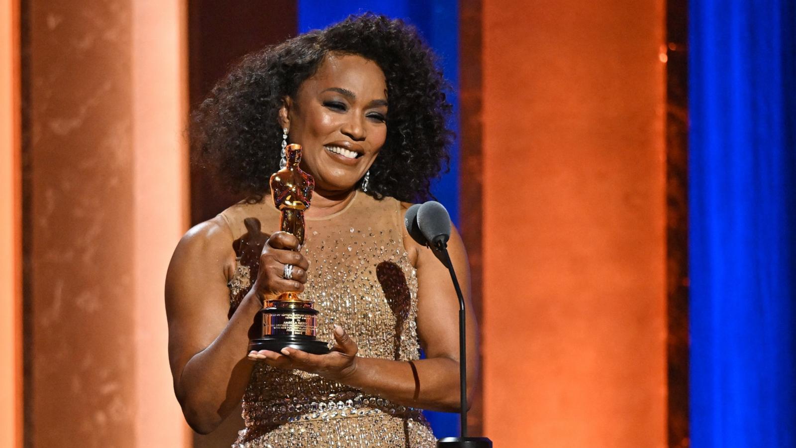 PHOTO: Actress Angela Bassett accepts the Academy Honorary Award during the Academy of Motion Picture Arts and Sciences' 14th Annual Governors Awards at the Ray Dolby Ballroom in Los Angeles on Jan. 9, 2024.