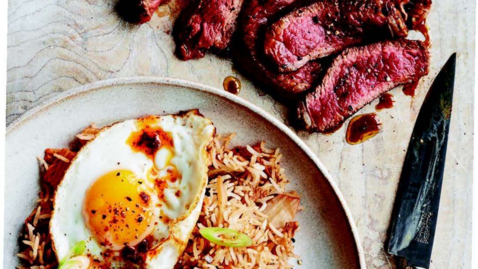 PHOTO: Blackened stead with kimchi fried rice from Gordon Ramsay's new cookbook.