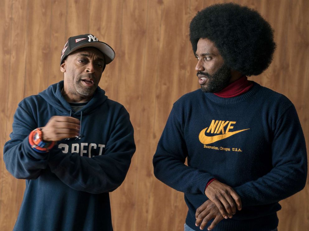 PHOTO: Director Spike Lee and actor John David Washington on the set of the film, BlacKkKlansman.