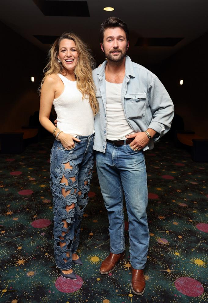 PHOTO: Blake Lively and Brandon Sklenar seen at a surprise screening of "It Ends With Us," in theaters August 9 from Columbia Pictures, in Grapevine, TX, June 15, 2024.