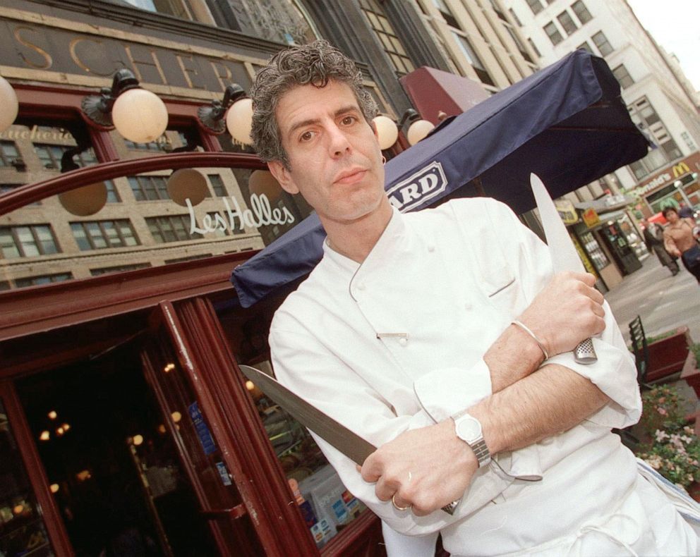 PHOTO: Executive chef Anthony Bourdain in front of Les Halles in New York City.