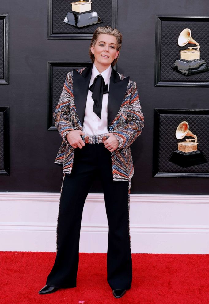 PHOTO: Brandi Carlile attends the 64th GRAMMY Awards at MGM Grand Garden Arena, April 3, 2022, in Las Vegas.