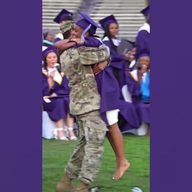 PHOTO: Brannavon Ardoin, a staff sergeant in the U.S. Army, surprised his daughter Jazlyn at her high school graduation.