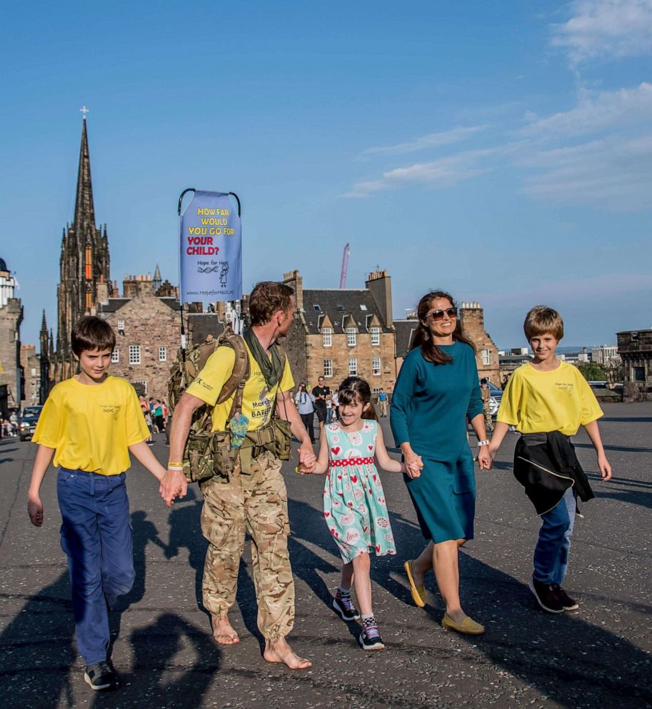 PHOTO: The Brannigan family in Edinburgh, Scotland, after the completion of Chris' first walk in August 2020.