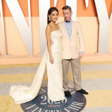 Brenda Song and Macaulay Culkin attend the 2025 Vanity Fair Oscar Party Hosted By Radhika Jones on March 02, 2025 in Beverly Hills, California.