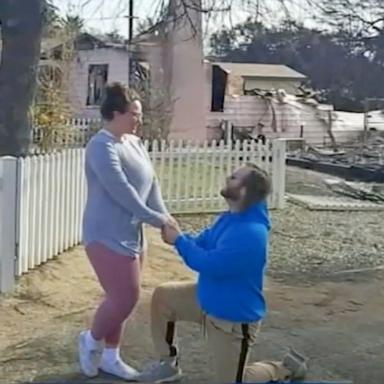 PHOTO: Brian McShea proposed to Stephanie Raynor after recovering a previously purchased engagement ring in the rubble of their home which burned down in the LA wildfire.