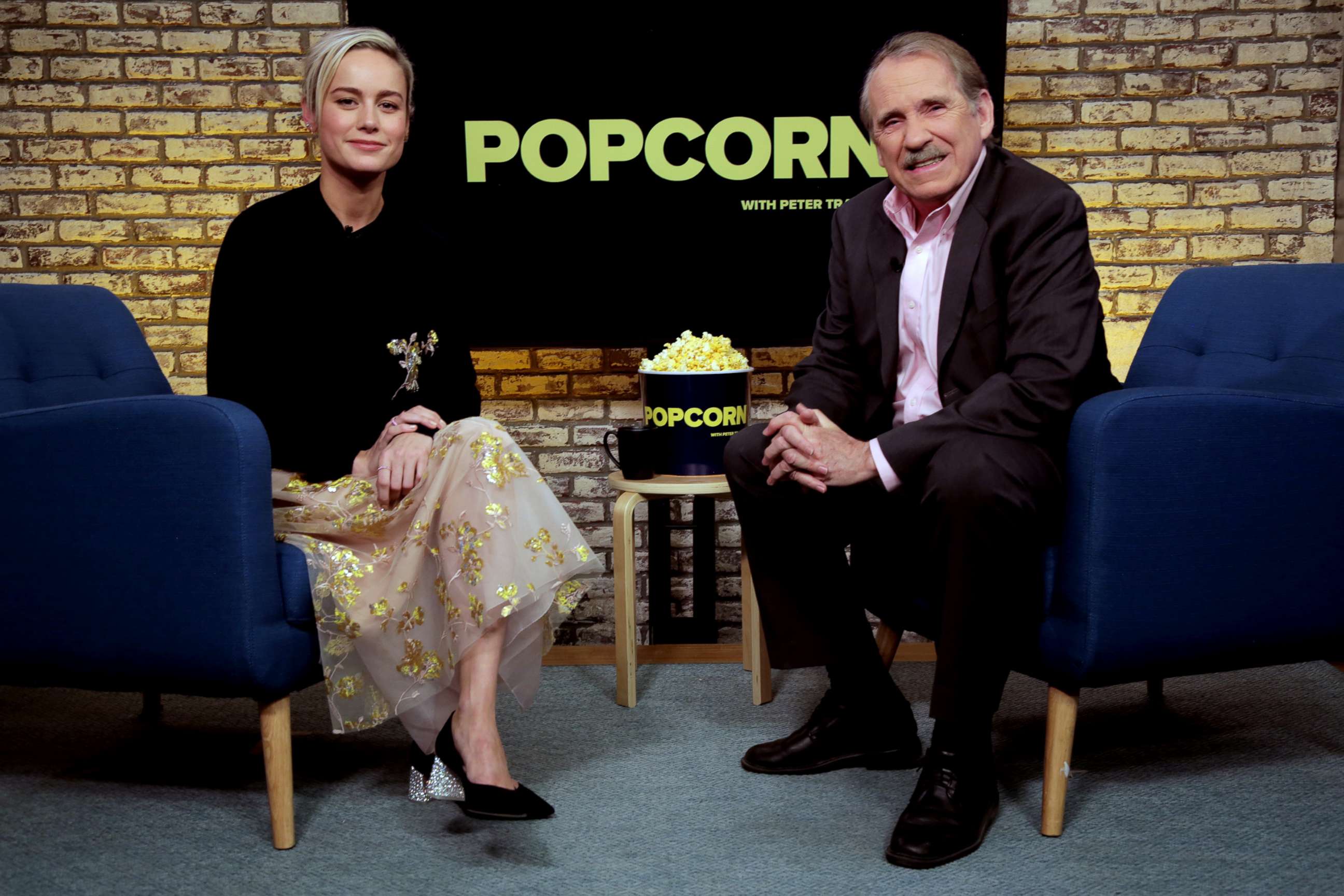 PHOTO: Brie Larson appears on "Popcorn with Peter Travers" at ABC News studios, March 6, 2019, in New York City. 