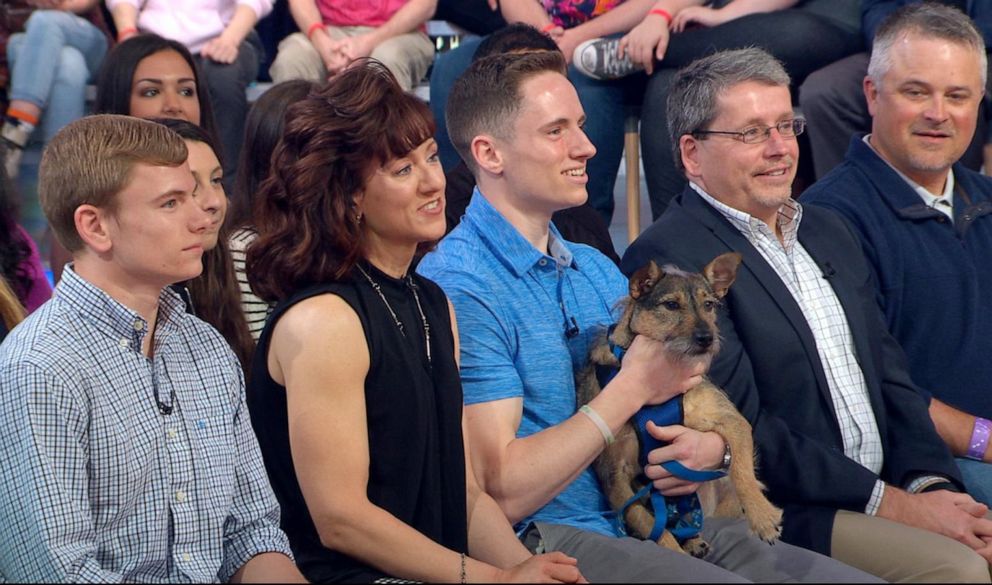 PHOTO: Brodie a dog who appeared on "GMA," came back to the show with the family who adopted him.