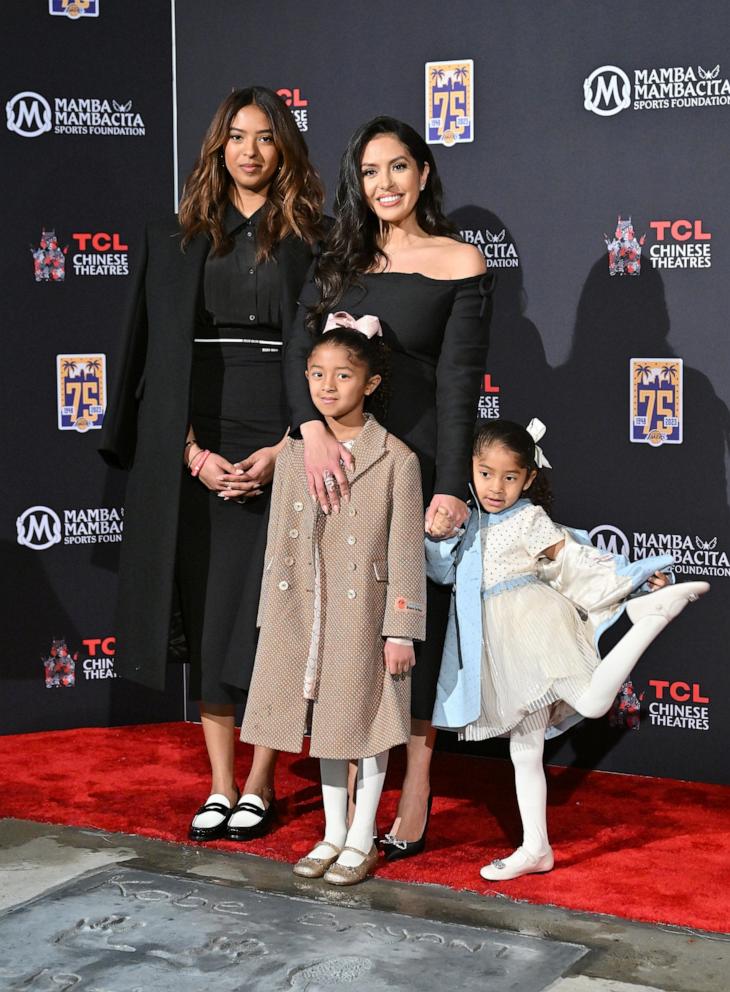 PHOTO: Natalia Bryant, Vanessa Bryant, Bianka Bryant, and Capri Bryant attend the unveiling of Kobe Bryant's Hand & Footprints at the TCL Chinese Theatre in Hollywood, CA, March 15, 2023.