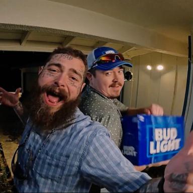 PHOTO: Post Malone and Shane Gillis star in the new Super Bowl LIX commercial for Bud Light. 