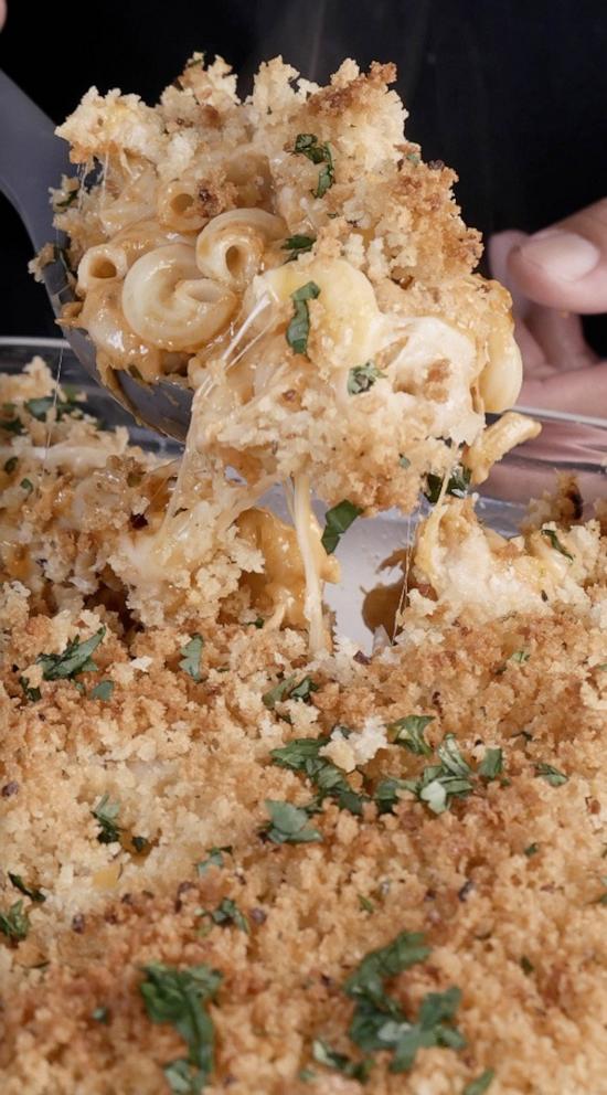 PHOTO: A scoop of homemade butter chicken mac and cheese.