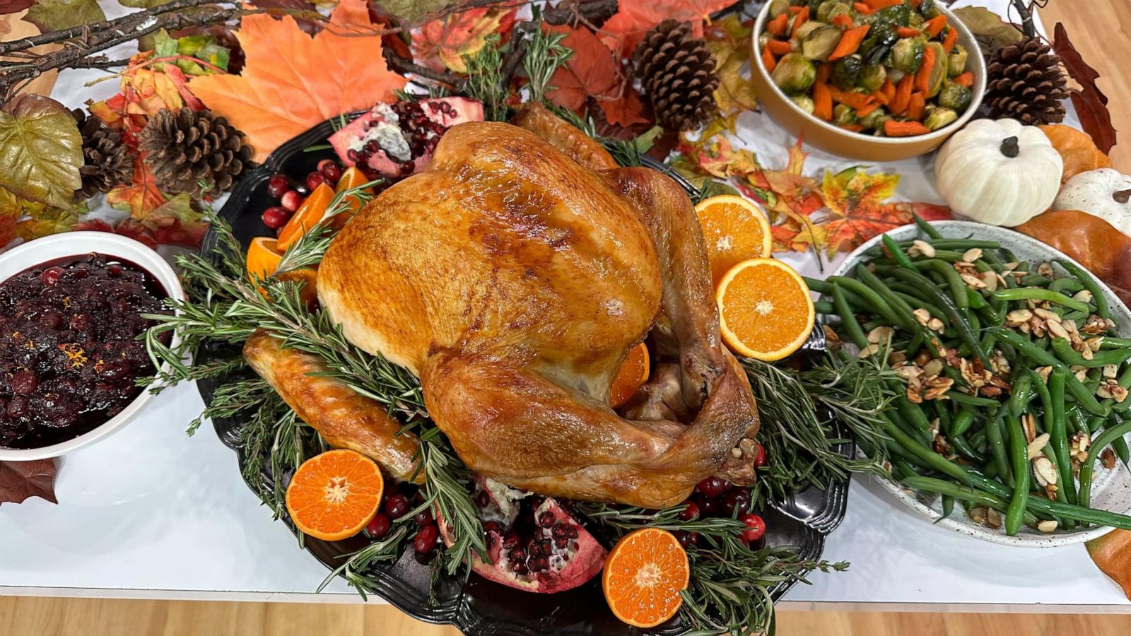 PHOTO: A roasted Butterball turkey and Thanksgiving spread.