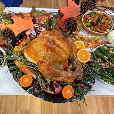 PHOTO: A roasted Butterball turkey and Thanksgiving spread.