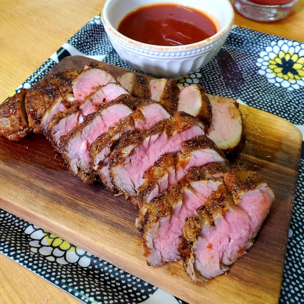 PHOTO: Carla Hall's dry-rubbed pork tenderloin served with barbecue sauce