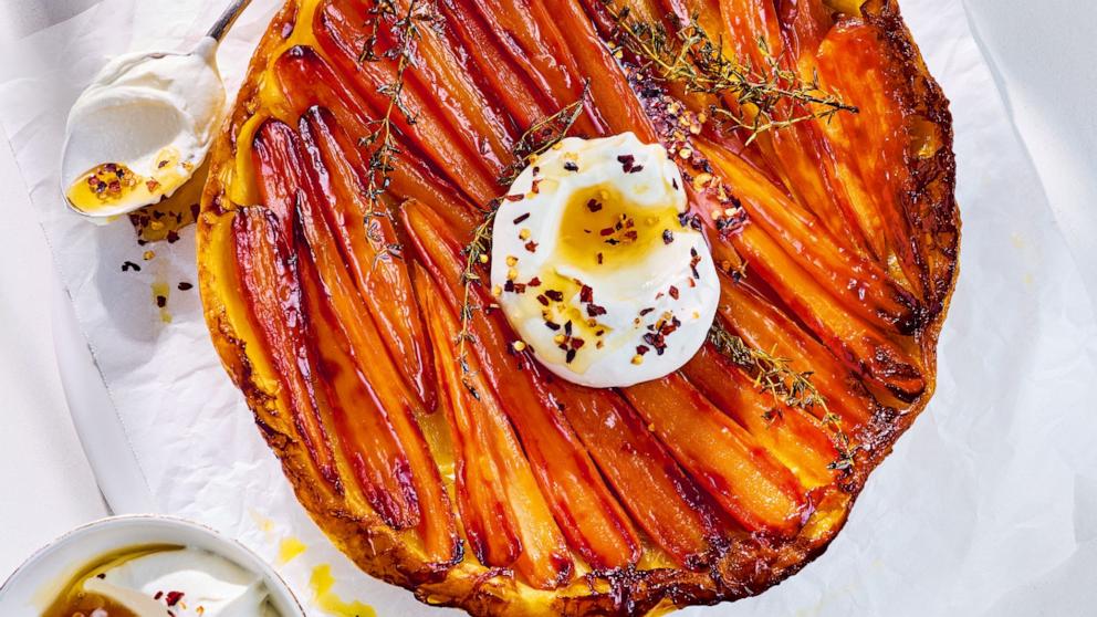 PHOTO: A carrot tart with whipped feta and hot honey from Donna Hay.