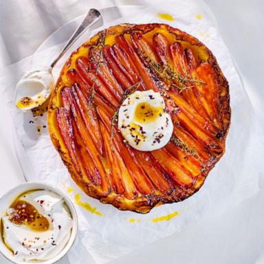 PHOTO: A carrot tart with whipped feta and hot honey from Donna Hay.