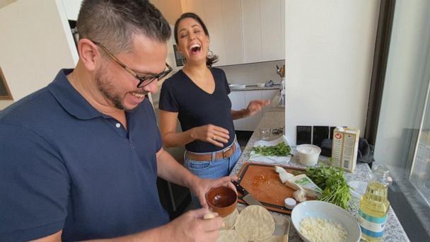 PHOTO: ABC News' Alberto Orso and Cecilia Vega cooking in the kitchen.