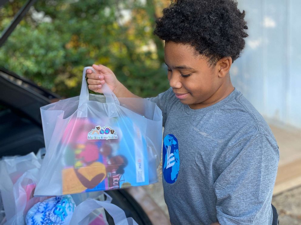 CJ Matthews, 13, started Blankets 4 My Buddies to donate blankets to kids  in need during the COVID-19 pandemic. 