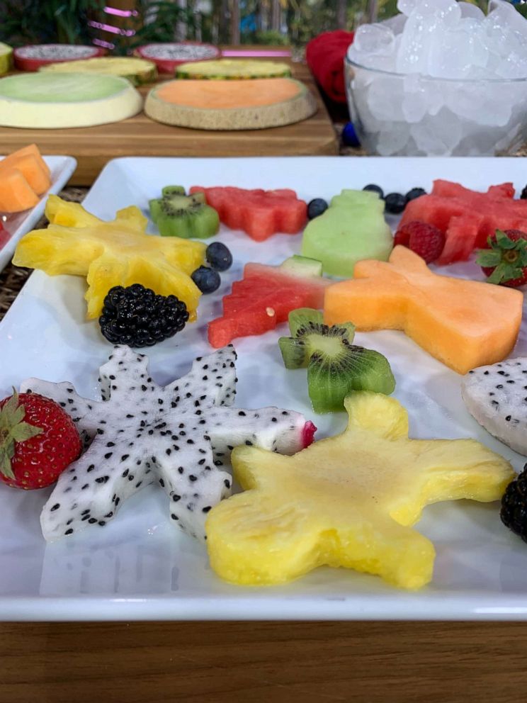 PHOTO: Summer fruit cut out with Christmas cookie cutters.