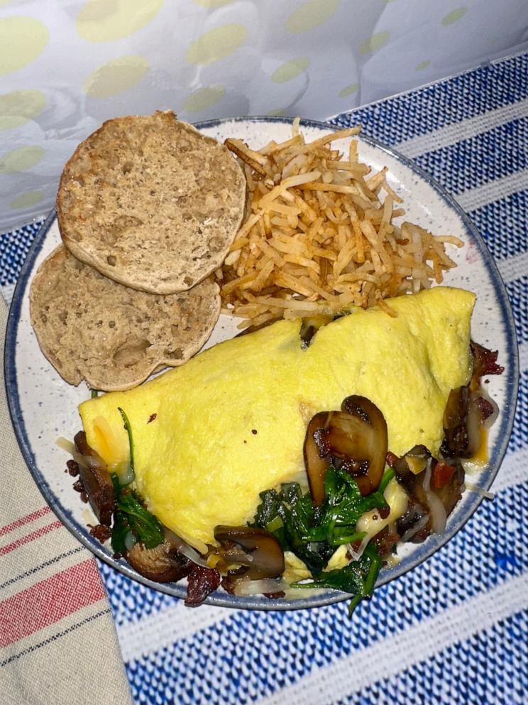 PHOTO: Chris Powell's homemade version of an omelette and hash browns.