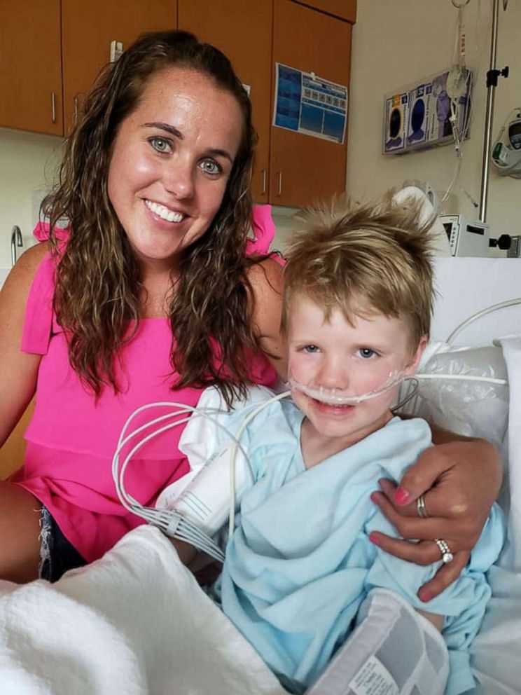 PHOTO: Kristin Moon with Adam Leeson, 5, at Peyton Manning Children’s Hospital in Indianapolis, Indiana.