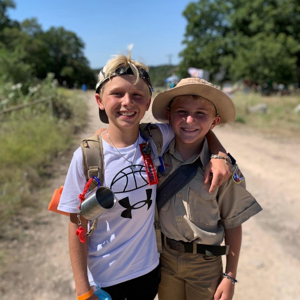 PHOTO: Jameson Wardle pictured with a friend at a summer camp for children with diabetes.