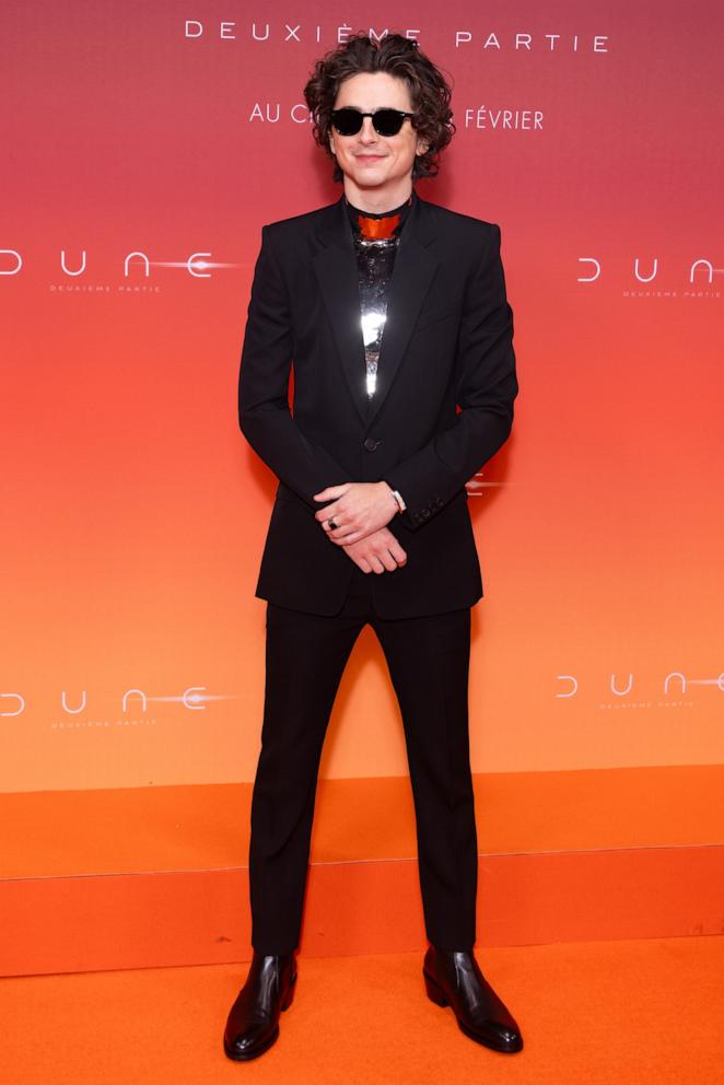 PHOTO: Timothee Chalamet attends the "Dune 2" Premiere at Le Grand Rex on Feb. 12, 2024 in Paris.