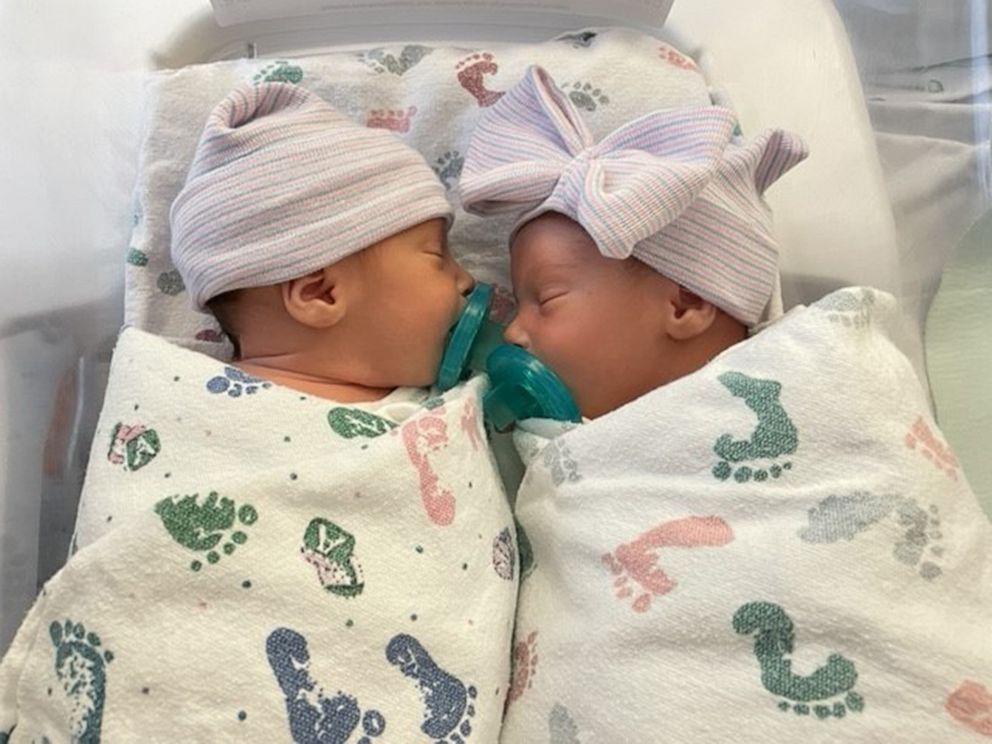 PHOTO: Charlotte and her twin sister Olivia were born in December 2021. This was the first time they were laid down together on Dec. 15, 2021.