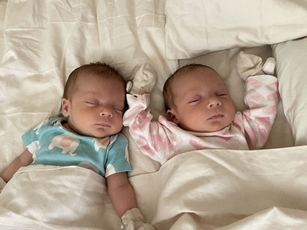 PHOTO: Olivia, left, and Charlotte are identical twins. They're pictured here on Jan. 8 before Charlotte was admitted to the hospital with breathing problems.