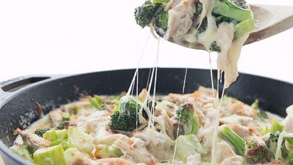 PHOTO: Cat-iron skillet keto chicken and broccoli casserole.