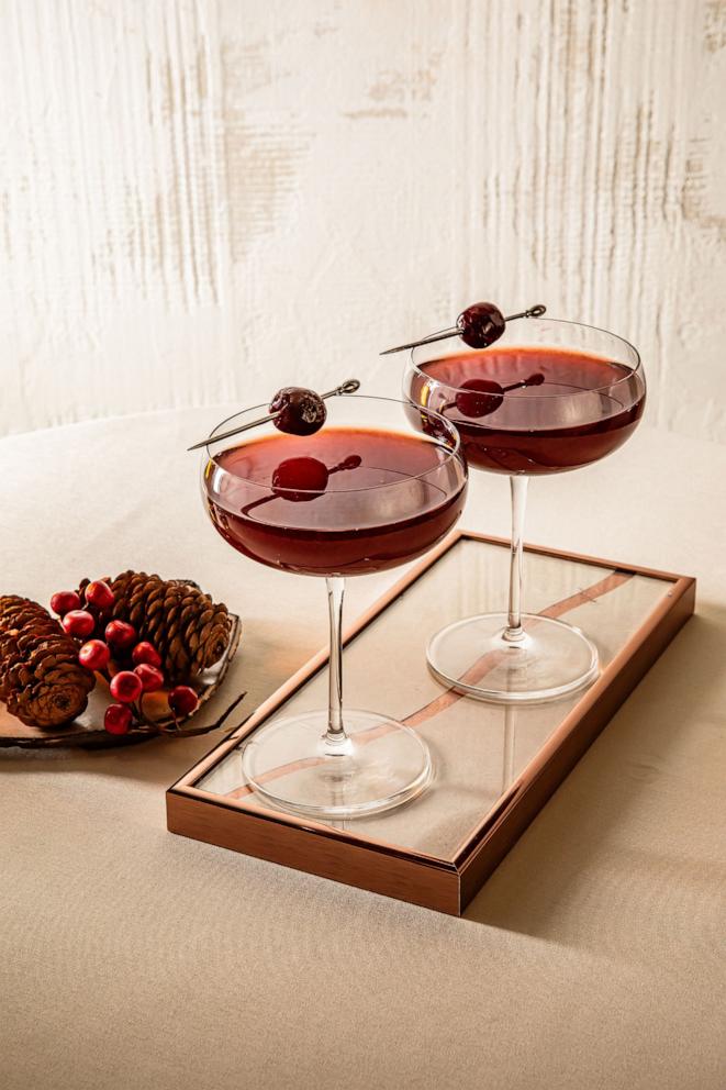 PHOTO: A cherry chocolate boulevardier cocktail for Valentine's Day.