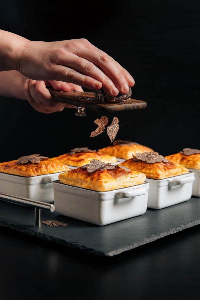 PHOTO: Individual chicken pot pies topped with fresh shaved truffles.