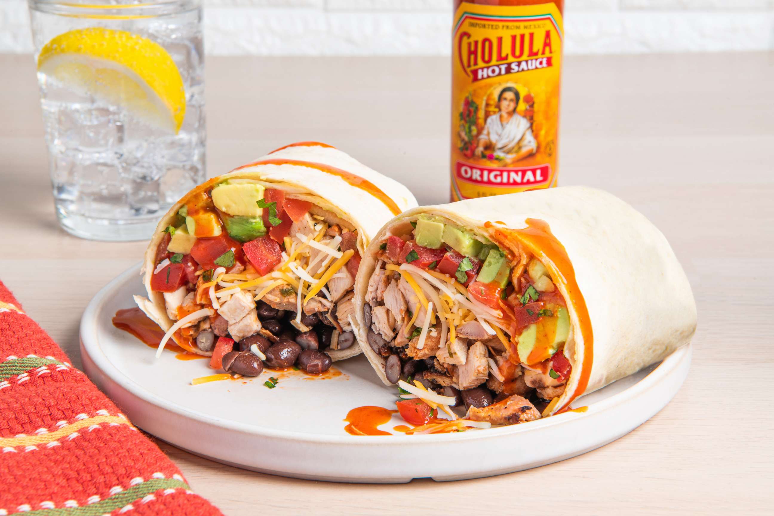 PHOTO: A chicken burrito made with Cholula hot sauce. 
