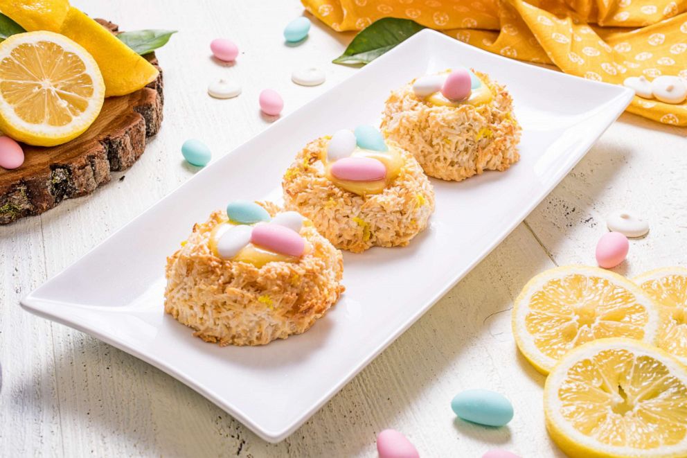 PHOTO: Lemon curd filled coconut macaroon nests are a perfect Easter dessert.