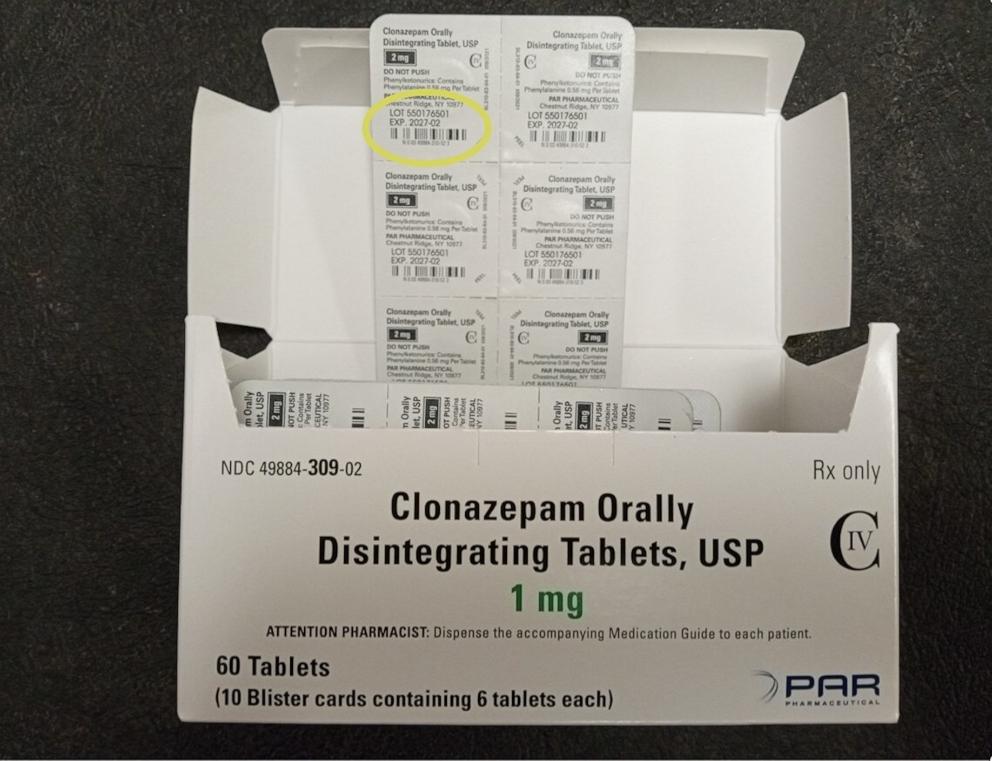 PHOTO: A voluntary recall notice for Clonazepam Orally Disintegrating Tablets was expanded on Nov. 19, 2024, by Endo, Inc.