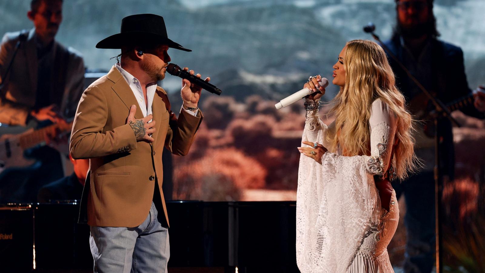 PHOTO: Cody Johnson and Carrie Underwood perform at the 58th Annual CMA Awards, Nov. 20, 2024, in Nashville, Tenn.