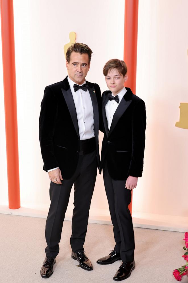 PHOTO: Colin Farrell and Henry Tadeusz Farrell attend the 95th Annual Academy Awards in Hollywood, Calif., March 12, 2023.