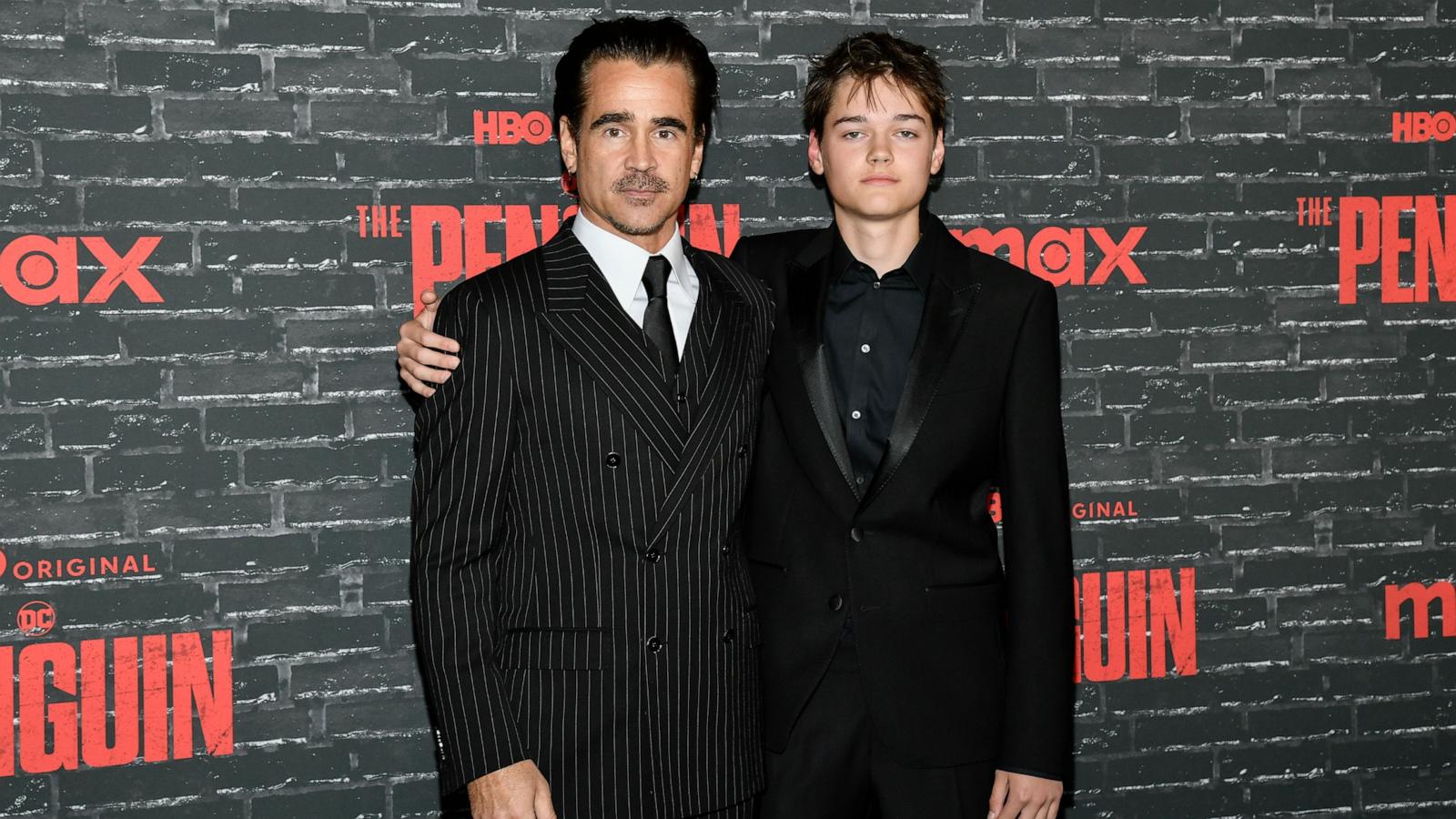 PHOTO: Colin Farrell and Henry Farrell attend the premiere of the HBO Original Limited Series "The Penguin" at Jazz at Lincoln Center in New York, Sept. 17, 2024.