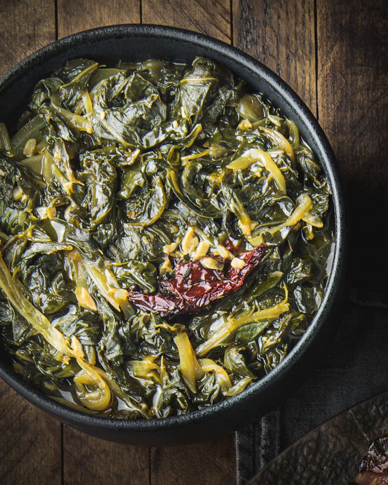 PHOTO: Braised collard greens from chef Gregory Gourdet. 