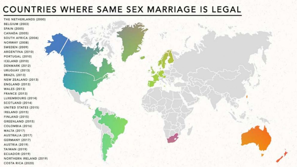 PHOTO: Countries where same sex marriage is legal