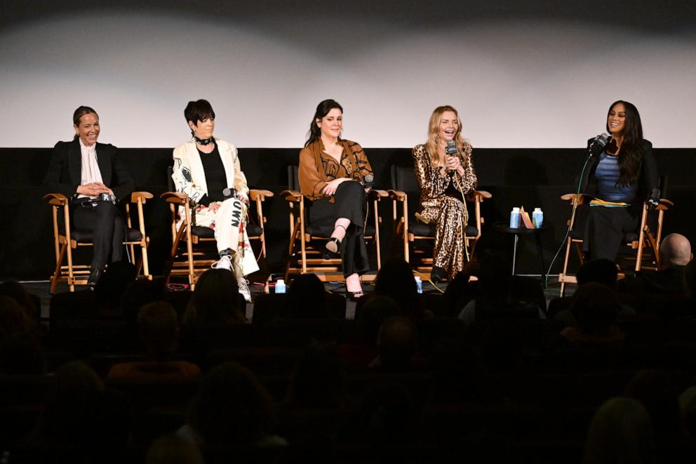 PHOTO: Maria Bello, Diane Warren, Melanie Lynsky, Izabella Miko and Tyra Banks take part in a Q&A at a 25th anniversary screening and Q&A of "Coyote Ugly" at Aero Theatre on Feb. 26, 2025 in Santa Monica, Calif.