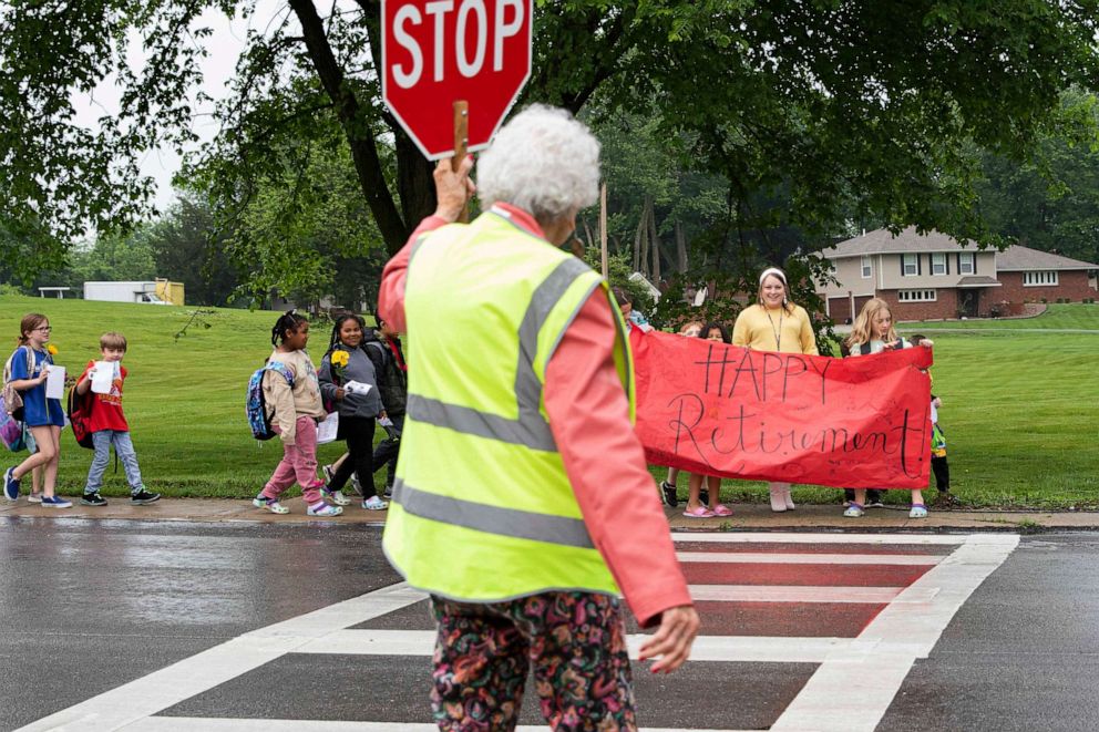 PHOTO: Bellew said as a crossing guard, she has enjoyed meeting new students and getting hugs from them.