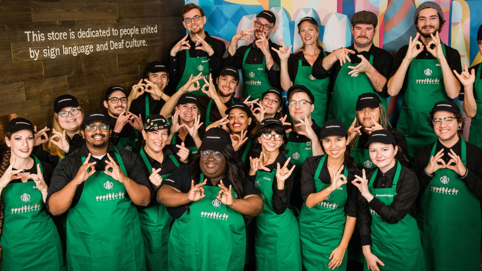 PHOTO: Partners pose for a group photo on Saturday, October 20, 2018 at Starbucks first U.S. Signing Store in Washington D.C.