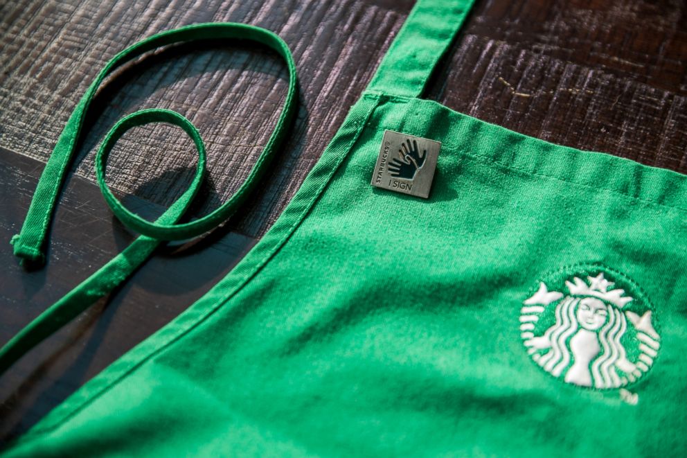 PHOTO: A Starbucks signing pin is shown on Monday, October 22, 2018 at Starbucks first U.S. Signing Store in Washington D.C. 